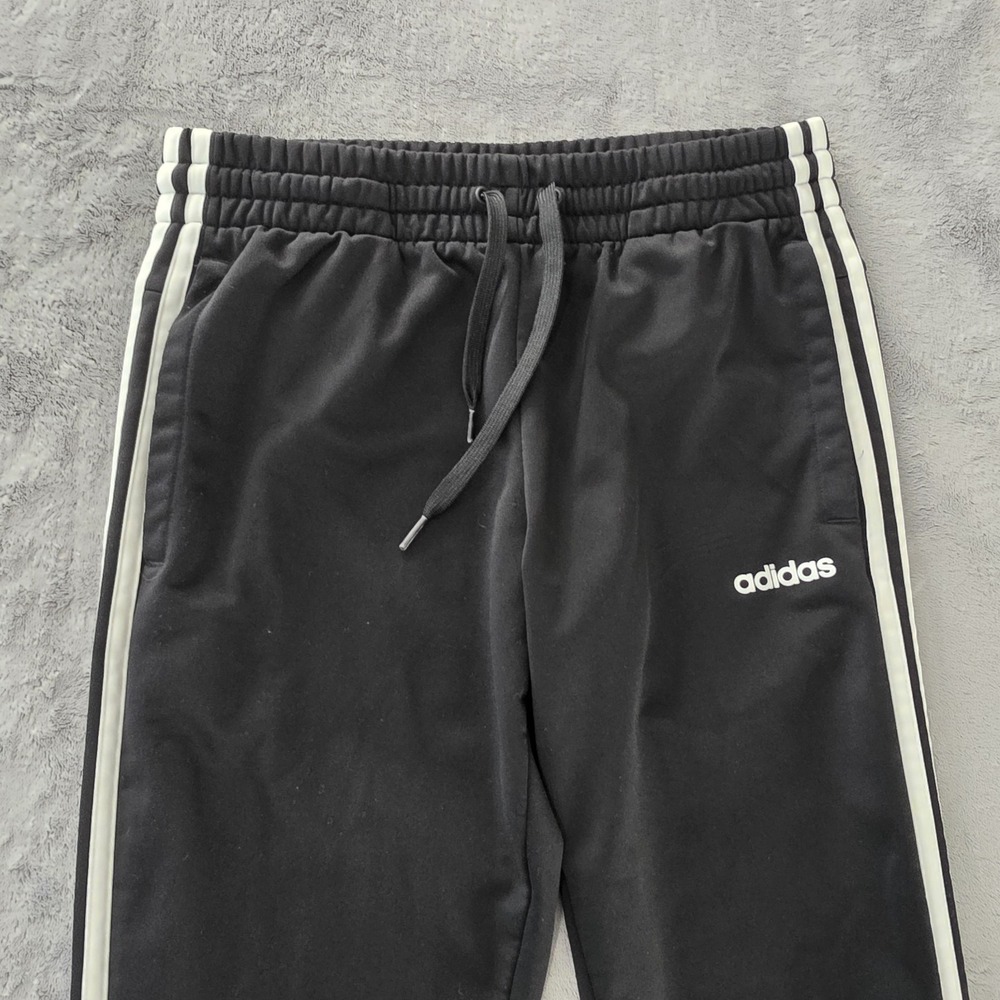 Adidas Mens Pants Joggers Size Small Black White Sweats 3 Stripe Gym Fitness